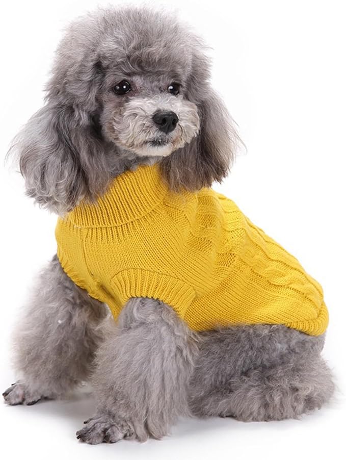 CHBORCHICEN Small Dog Sweaters Knitted Pet Cat Warm Dog Sweatshirt Winter Clothes Kitten Puppy Sweater (XX-Small, Yellow)