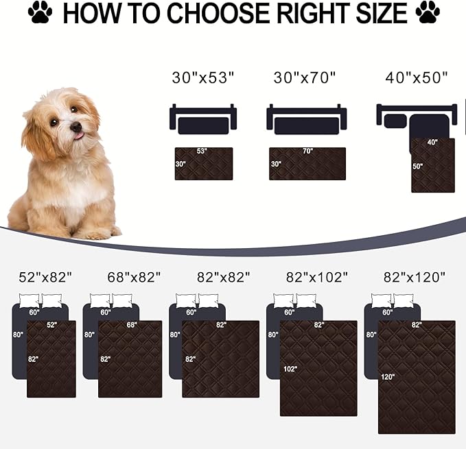 Smiry Waterproof Dog Blanket, 30x70 Inch Soft Pet Bed Cover Reversible, Washable Sofa Couch Furniture Protector for Small Medium Large Dog Puppy Cat, Geometric, Chocolate/Dark Grey
