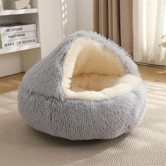 Nest Bed - Lapcatz Cat Beds for Indoor Cats, Fluffy Cat Bed Cave Plush Warm Nest for Cats (Storm,M 20"x20")