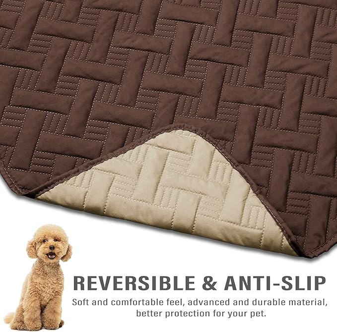 BOCTOPUG Dog Bed Cover for Pets - Blankets Rug Pads for Couch Protection Waterproof Bed Covers Dog Blanket Furniture Protector Reusable Changing Pad (Brown+Beige, 20"x30")