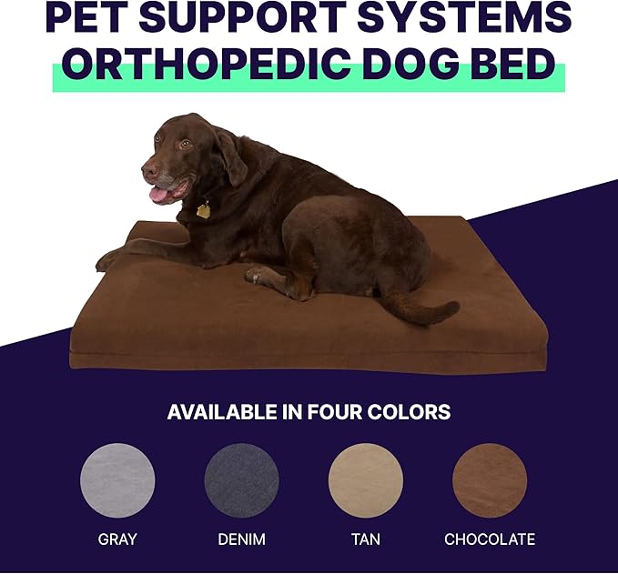 Pet Support Systems Orthopedic Dog Bed - Gel Memory Foam Pet Bed, Luxury Washable Dog Bed for Sleeping and Support (Removable Cover, X-Large Brown Dog Bed)
