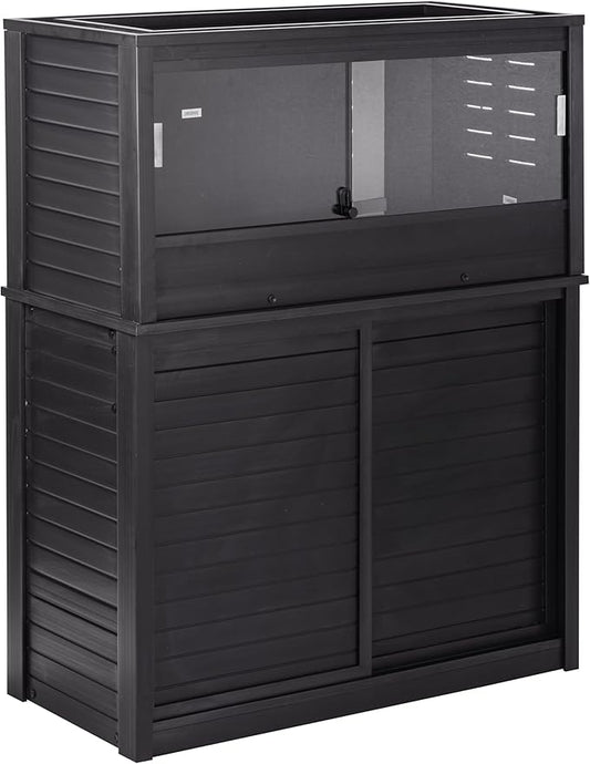 New Age Pet ECOFLEX Medium Reptile Enclosure with Matching Cabinet Stand Set in Black