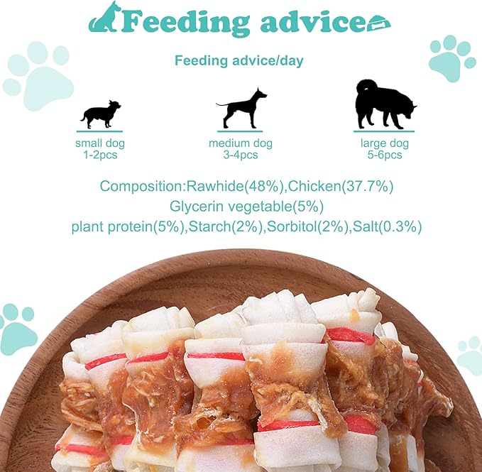 Dog Treats Chicken Wrapped Rawhide Bones for Small Dog Treats Puppy Chews Snacks Promotes Healthy Chewing Chicken Wrapped Knot 2.5" 1lb
