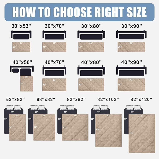 Smiry Waterproof Dog Bed Cover Pet Blanket, Soft Washable Dog Blanket for Furniture Bed Couch Sofa Reversible, Checkered (40"x70", Taupe/Taupe)
