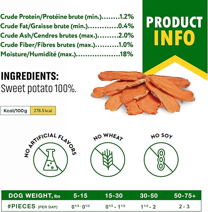 Beloved Pets Dog Treats Sweet Potato Chips 10.6 oz - All Natural Pet Snack Chews - Grain Free & Human Grade Dried Snacks in Bulk - Best Jerky for Training Small & Large Dogs