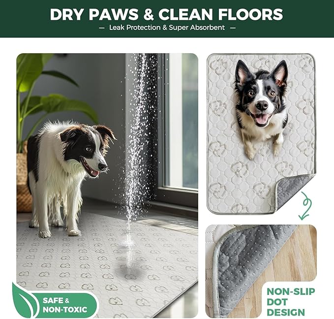FXW Washable Pee Pads for Dogs, Puppy Pads with Super Absorbent, Specifically Designed for FXW Rollick/Homeplus 24inch 8 Panels Dog Playpen, 85" × 39" Rectangle, Khaki, 1 Pack