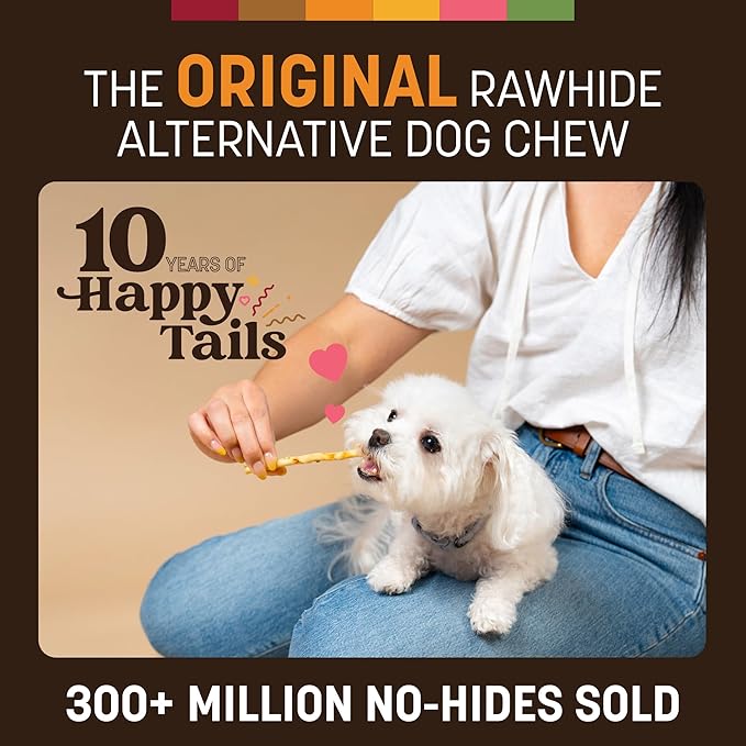 Earth Animal No Hide Stix - Long Lasting Rawhide Free Small Dog Chews Sticks, Chicken - 10 Count