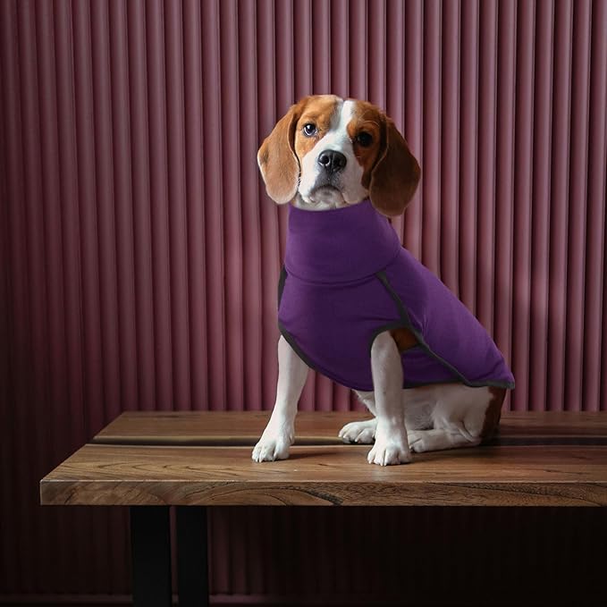 ROZKITCH Dog Pajamas for Small Dogs, Pet Windproof Warm Cold Weather Jacket Vest Cozy Jumpsuit Apparel Outfit Clothes for Walking Hiking Travel Sleep Purple XS
