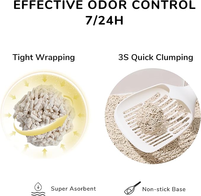 FUKUMARU Corn Cat Litter, 5.5 LBS Flushable Cat Litter Clumping, Dust Free Corn Cats Litter, Natural Unscented, Low Tracking Kitty Litter Pellets, 24/7 Odor Control