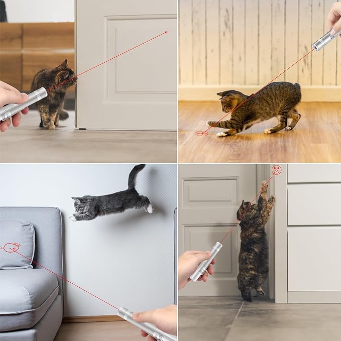 TBTeek Cat Toys, USB Rechargeable Kitten Toy, 3 Light Modes & 5 Adjustable Patterns, Portable Interactive Pet Dog Cat Mouse Toy for Fun Chase Play Exercise（3 Pack）