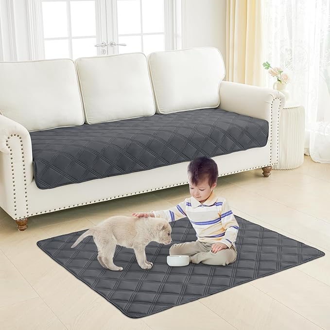 Smiry Waterproof Dog Bed Cover Blanket 30x70, Soft Reversible Pet Blanket, Washable Leakproof Cats Dogs Couch Cover for Sofa, Couch, Furniture, Lattice, Dark Grey/Dark Grey