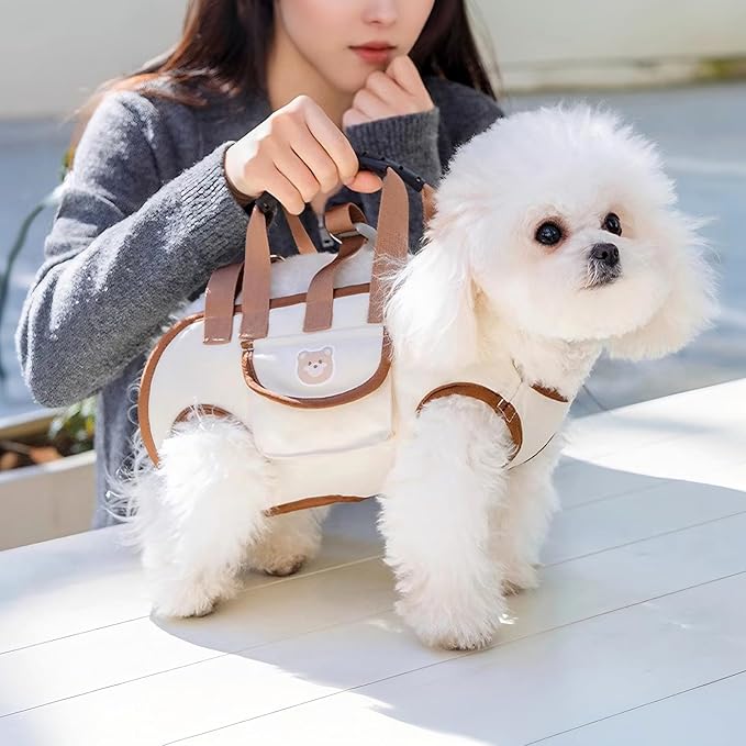 Snuggle Sling Dog Carrier, Adjustable Full Body Lift Harness for Small Dogs and Cats, Portable Breathable Pet Carrier Backpack with Hands-Free Shoulder and Treat Bag(Large)