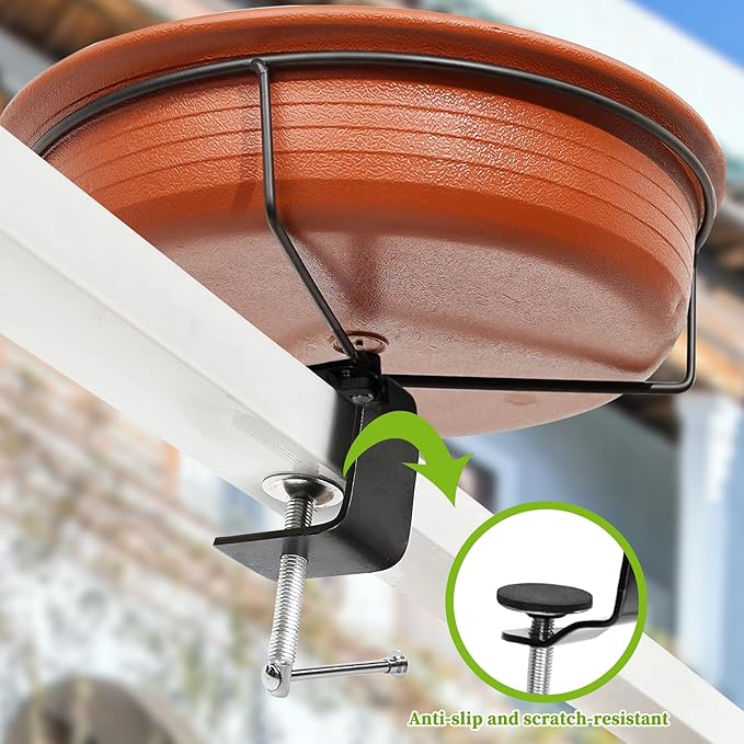 AUHOKY Deck Mounted Bird Bath Bowl Spa for Outside, Detachable Unheated Birdbath Bowl & Heavy Duty Sturdy Clamp, Outdoor Garden Mounted Birdfeeder for Attracting Birds(Brown)