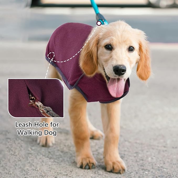 ROZKITCH Turtleneck Dog Pajamas for Large Dogs, Pet Windproof Warm Cold Weather Jacket Vest Cozy Jumpsuit Apparel Outfit Clothes for Walking Hiking Travel Sleep Red 3XL