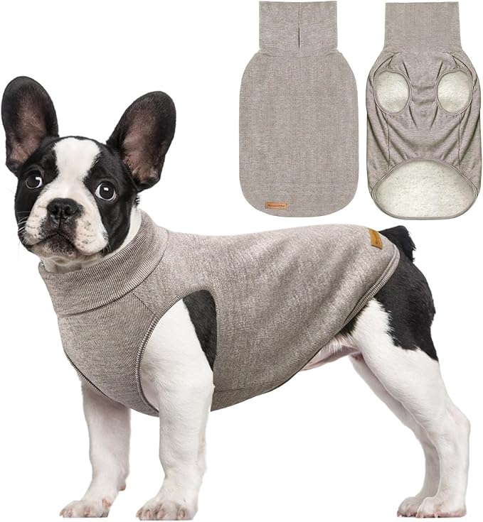 Mosucoirl Dog Sweaters Pet Pullover,Turtleneck Doggy Sweatshirt for Extra Large Dogs Thick Warm Dog Clothes Fleece Soft Winter Puppy Hoodies Outfit for Small Medium Large Dogs XS-4XL (Khaki, XS)
