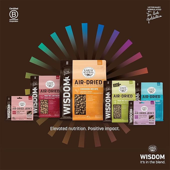 Earth Animal Wisdom Air Dried Jerky - Seasonal Holiday Feast Premium Natural Jerky Strips Dog Treats - 4 oz Bag