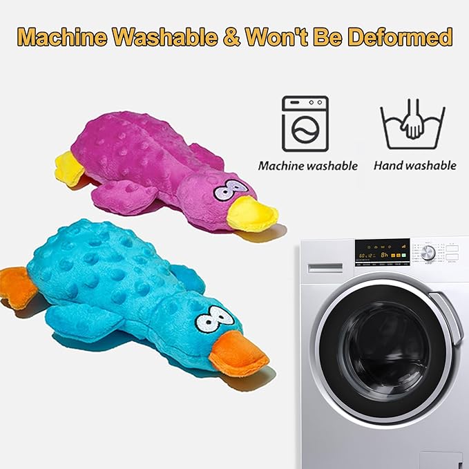 Adpartner Plush Squeaky Dog Toys, 2 Pack Squeak Duck Stuffed Squeaky Toys for Small, Medium Dogs to Keep Them Busy, Interactive Crinkle Dog Toys Soft Pet Chew Toy for Training and Reduce Boredom