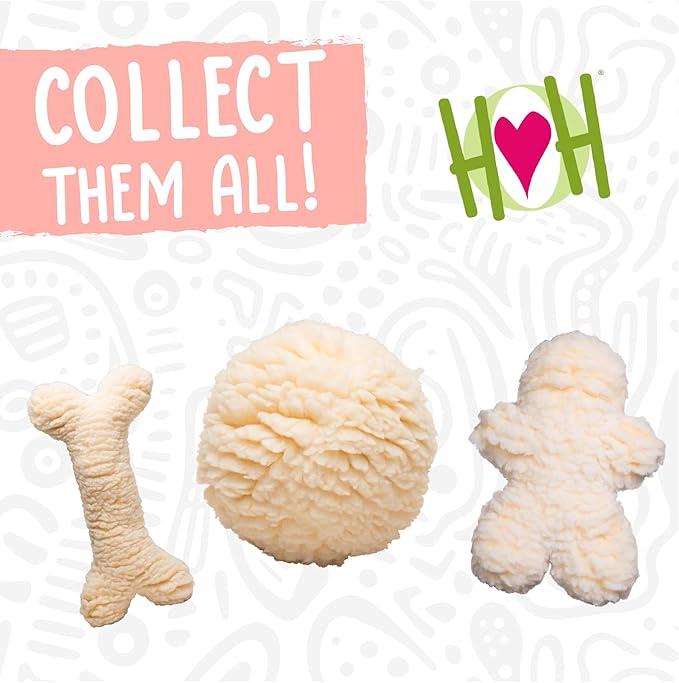 HuggleHounds Plush Bone Dog Toy - Dog Fuzzy Bone Toy, Fuzzy Soft Fleece, Durable Stuffed Dog Toy for Large Breeds, Puppies, Faux Sheepskin - 12" HuggleFleece Bones (3 Pack)