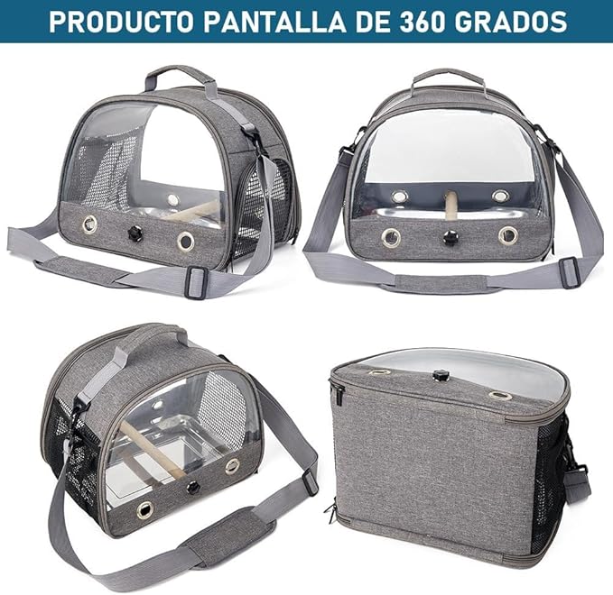 Bird Travel Carrier Portable Parrot Carry Transport Bag with Stand Perch and Tray Breathable Travel Cage for Cockatiel Parakeet Small Bird