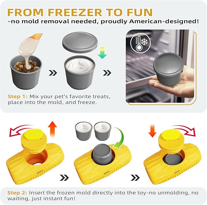 Stuffed Frozen Dog Treat Toy, Interactive Dog Puzzle Toy, Indestructible Dog Toy for Aggressive chewers, Keeps Them Busy - Provides Mental Enrichment - Easy to Clean