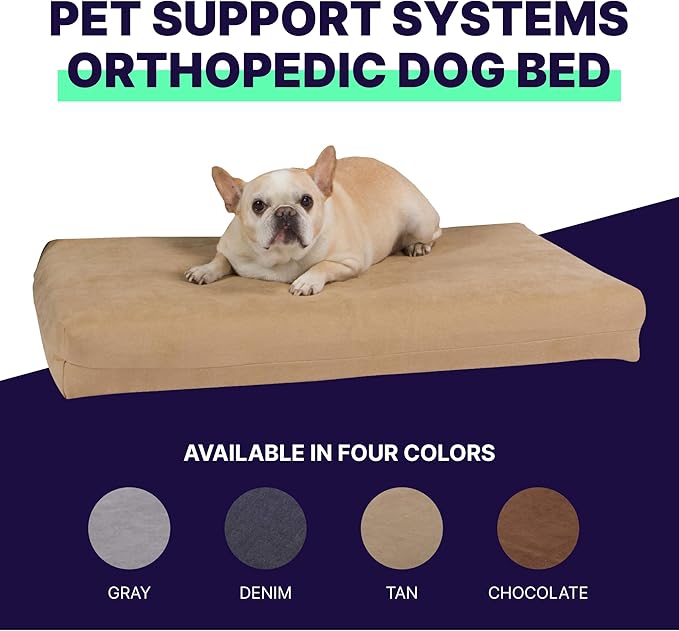 Pet Support Systems Orthopedic Dog Bed - Gel Memory Foam Pet Bed, Luxury Washable Dog Bed for Sleeping and Support (Removable Cover, XX-Large Tan Dog Bed)