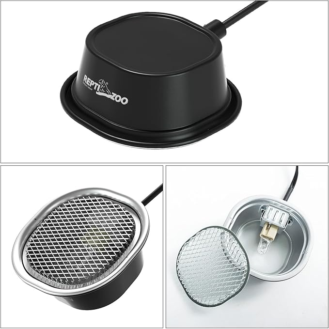 G9 Reptile Heat Lamp Bulb and Light Fixture with Safety Mesh, G9 Mini Heat Bulb 50W Warm White, UVA Reptile Heat Lamp and Basking Lampshade for Bearded Dragon Gecko Turtle Lizard Snake