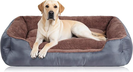 Dog Beds Large Sized Dog - Extra Thick Supportive Large Dogs Bed with Nonskid Bottom, L Plus Comfort Pet Bed Sofa with Soft Plush Sherpa