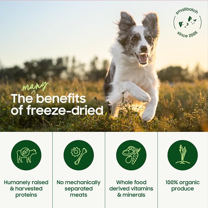 smallbatch Pets Freeze Dried Raw Dog Food, Turkey Recipe, 25 oz, Organic High Protein Dog Food, Grain Free, Made in The USA, Humanely Raised Meat, Single Protein, for Picky Eaters, Hydrate & Serve
