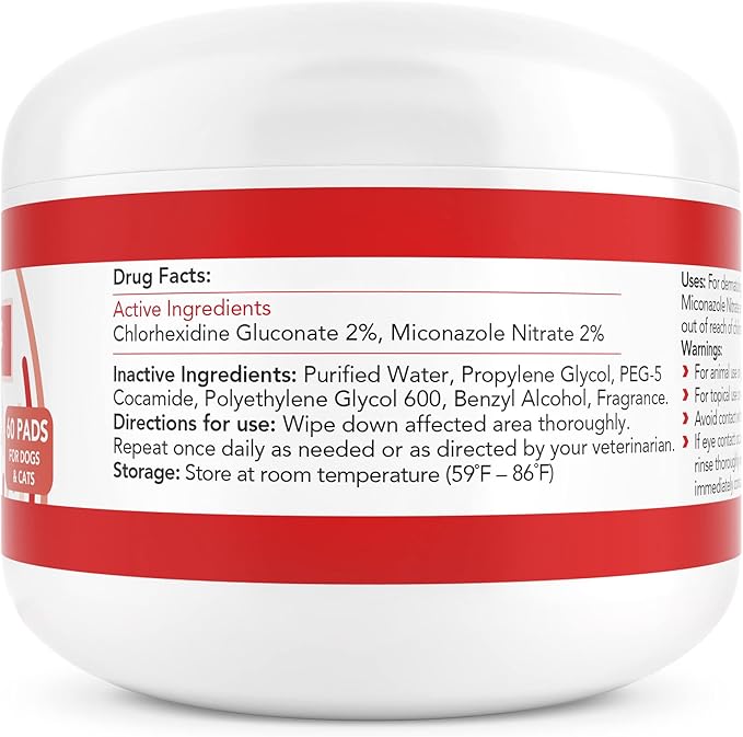 Nootie Medicated Pet Wipes With Chlorhexidine & Miconazole for Dogs & Cats - 2" Small, 60 Count - Sold in Over 10,000 Vets & Pet Stores