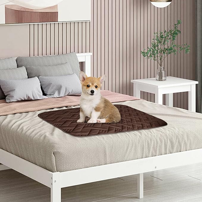 BOCTOPUG Dog Bed Cover for Pets - Blankets Rug Pads for Couch Protection Waterproof Bed Covers Dog Blanket Furniture Protector Reusable Changing Pad (Brown+Beige, 20"x30")
