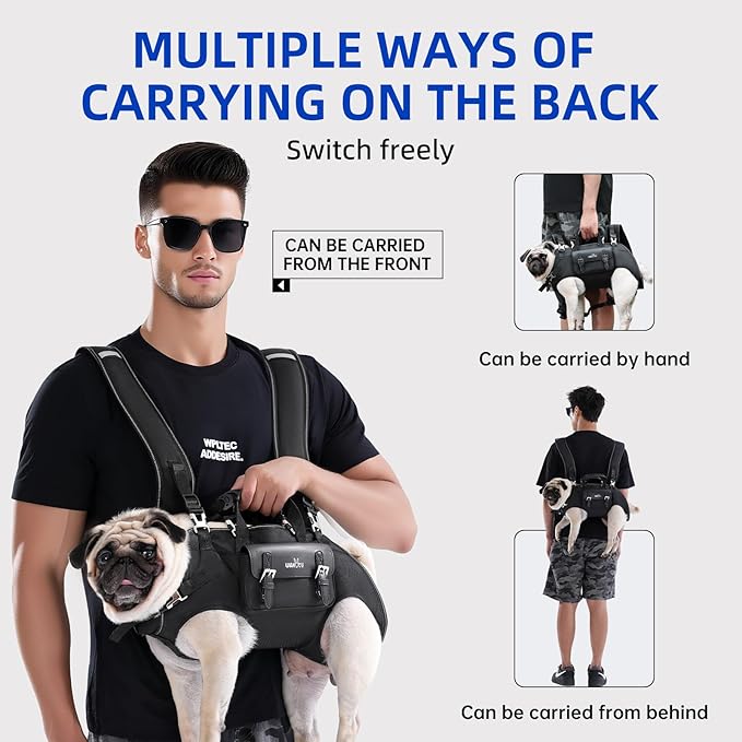 Dog Backpack Carrier for Dogs,Dog Lift Harness,Adjustable Padded Breathable Straps for Dogs, Disabled, Joint Injuries, Arthritis,M