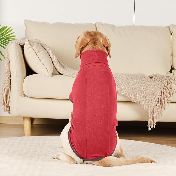 ROZKITCH Dog Winter Coat Soft Pullover Pajamas, Pet Windproof Warm Cold Weather Jacket Vest Cozy Jumpsuit Apparel Outfit Clothes for Xmas Walking Sleep BrightRed 2XL