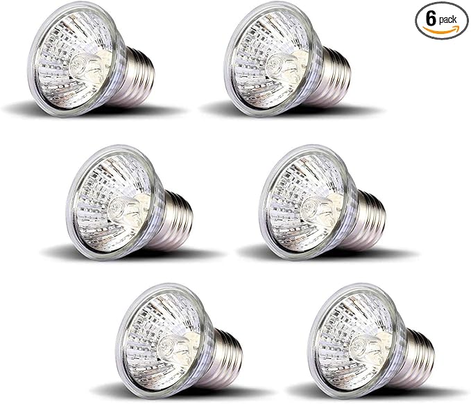 OMAYKEY 50W 6-Pack UVA + UVB Full Spectrum Sun Lamp Sunbathe Heat Lamp/Bulb/Light for Lizard Reptiles and Amphibians