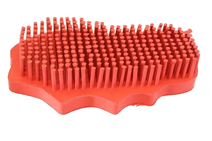Grewal Equestrian Snuggy Groomer Soft Teeth Rubber Groomer Curry (Orange)