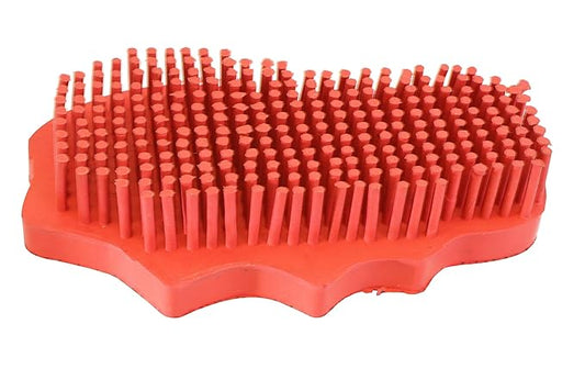 Grewal Equestrian Snuggy Groomer Soft Teeth Rubber Groomer Curry (Orange)