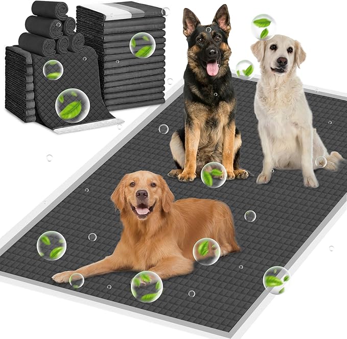 ELEGX 48"x36" Extra Large 30 Pcs Odor-Control Super Absorbency Charcoal Pee Pads for Dogs,Leak-Proof Pet Training Pee Pads,Thicken Disposable Potty Pads Puppy Training Pads for Cats Rabbits