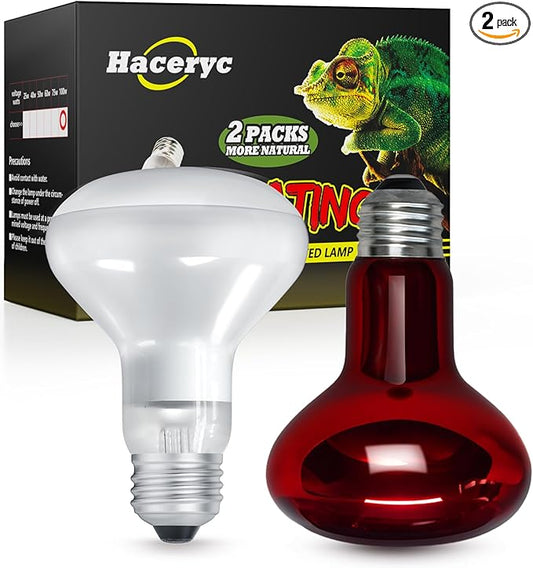 Reptile Heat Lamp, 2 Pack 75W Heat Lamp Bulbs for Reptiles, Amphibians Basking Heat Lamp Bulbs, UVA Daylight Basking Light for Reptiles, Bearded Dragon, Lizard, Turtle, Chicken