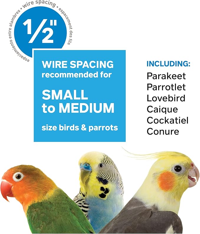 Prevue Pet Products Square Top Parakeet Cage, Black 25.0" L x 21.0" W x 29.5" H