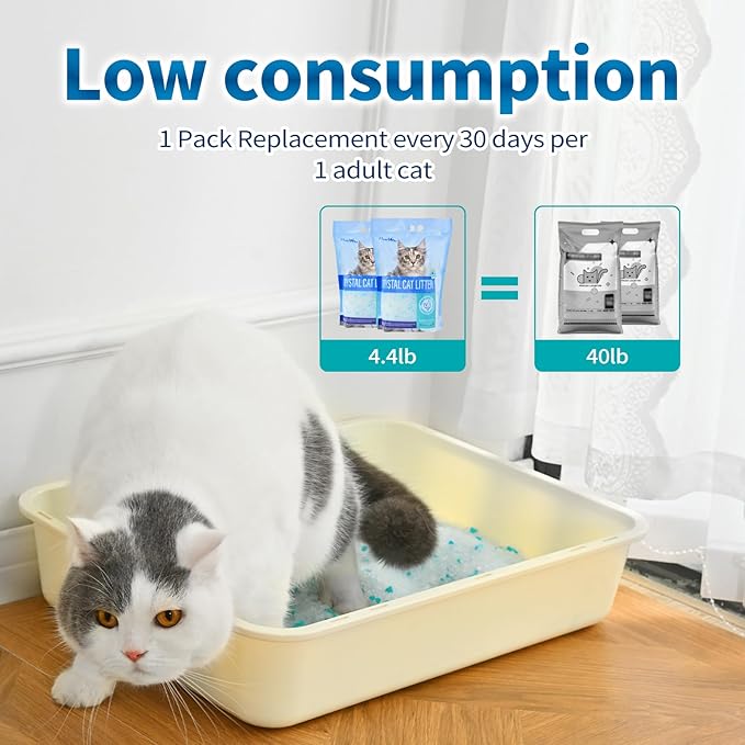 Made4Pets Cat Litter Crystals, Non Clumping Cat Litter Odor Control Kitty Litter Non Clumping No scooping Low Dust, Low Tracking, Lightweight, Dehydrates Waste,Cologne– 17.2 lbs (4 x 4.3 lb Packs)