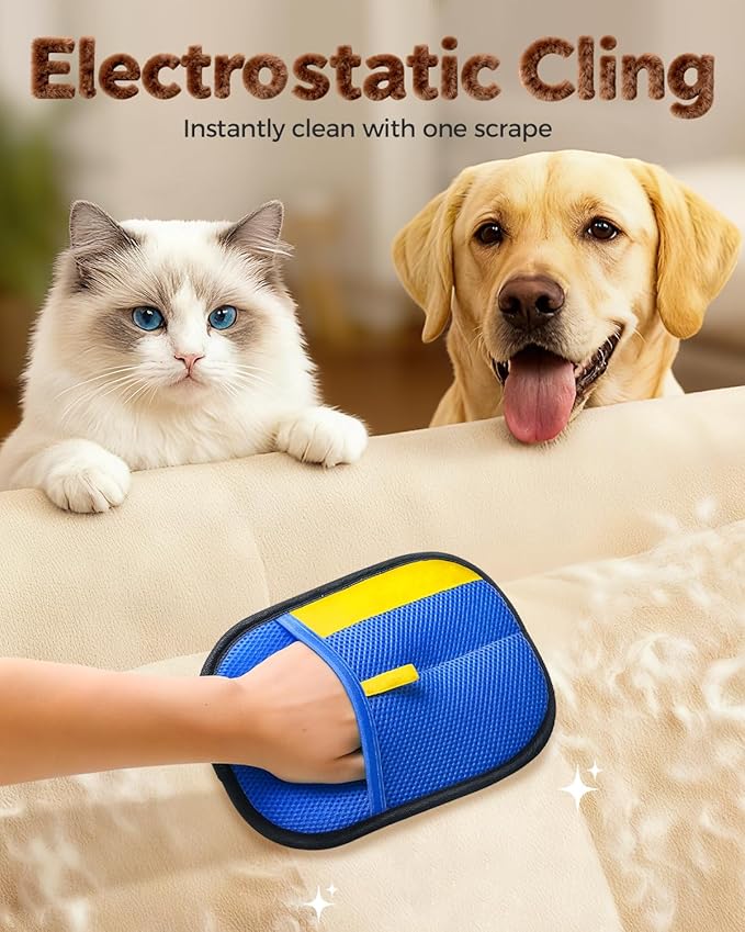 Pet Hair Removal Glove, Thickened Electrostatic Pet Hair Remover Glove for Cats & Dogs, Reusable Powerful Cat Grooming Gloves, Pet Hair Remover Tool for Clothing, Couch, Furniture, Car Seats (Green)
