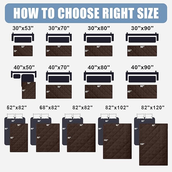Smiry Waterproof Dog Bed Cover Pet Blanket, Soft Washable Dog Blanket for Furniture Bed Couch Sofa Reversible, Checkered (40"x80", Chocolate/Beige)