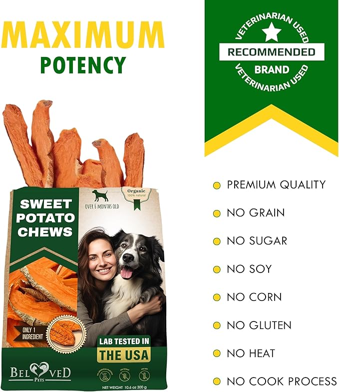 Dog Treats Sweet Potato Chips 11 oz - All Natural Pet Snack Chews - Grain Free & Human Grade Dried Snacks in Bulk - Best Jerky for Training Small & Large Dogs (Pack of 2)