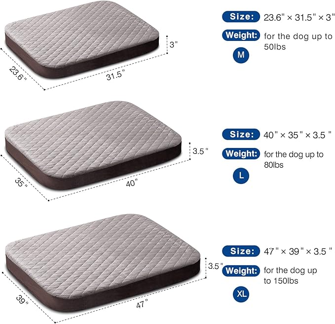JoicyCo Dog Beds for Medium Dogs, Orthopedic Foam Dog Beds, Joint Relief Pets Sleeping Mattress, Non Slip Bottom with Washable Removable Cover, Grey