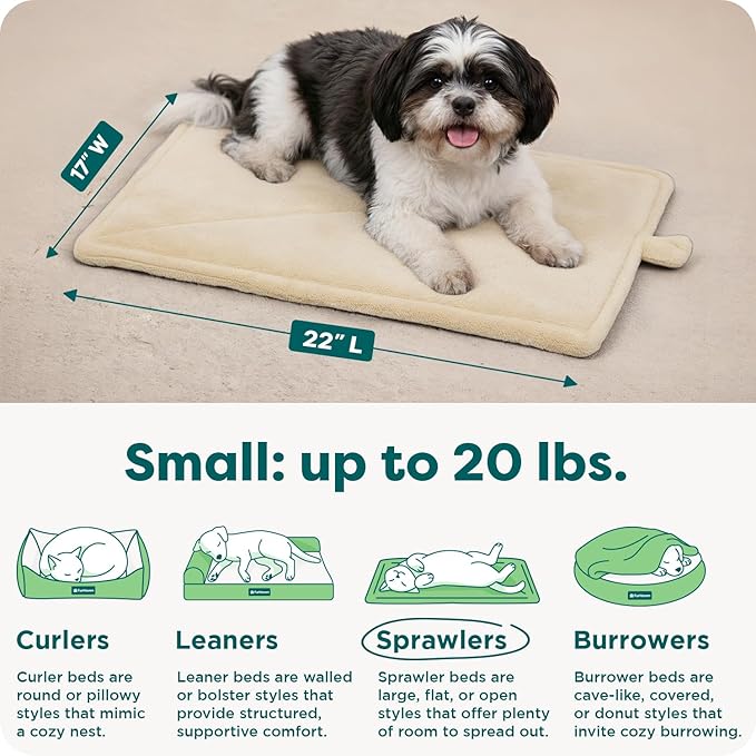 Furhaven ThermaNAP Self-Warming Cat Bed for Indoor Cats & Small Dogs, Washable & Reflects Body Heat - Quilted Faux Fur Reflective Bed Mat - Cream, Small