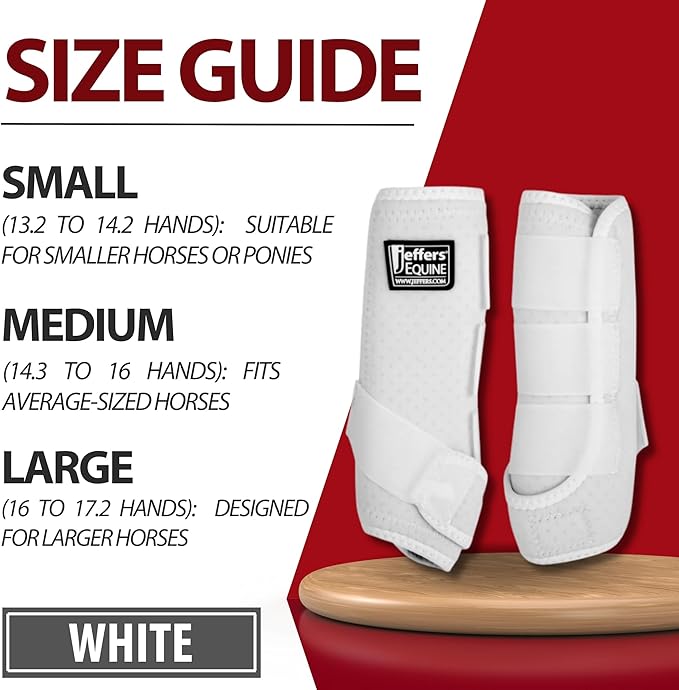 Jeffers Equine Protective Horse Boots 1 Pair White - Safe Neoprene Leg Guards & Comfortable Fit, Durable Strap Closures, Front & Hind Support, Equestrian Accessories for Travel & Riding - Large