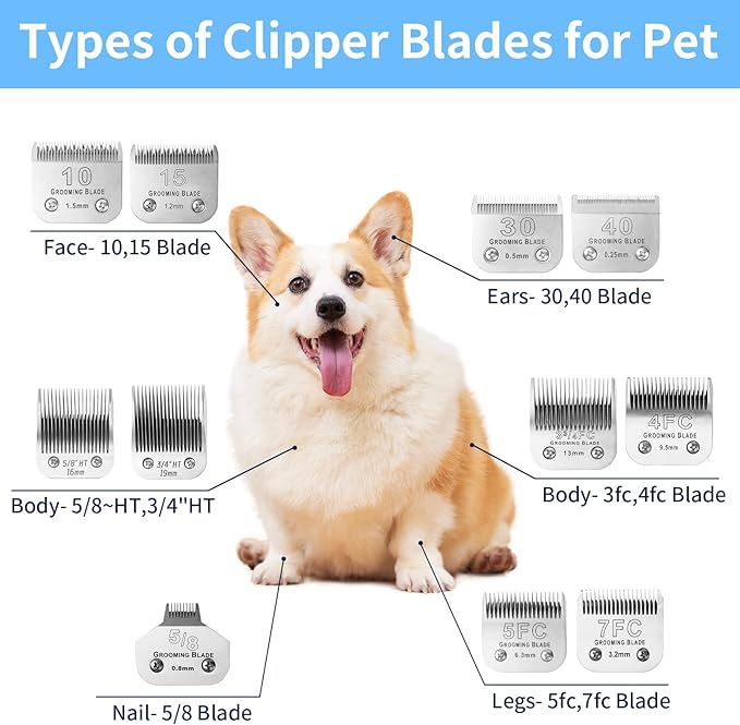 3 Pcs Size 4FC Detachable Dog Grooming Blades, Compatible with Andis, Oster A5, Wahl KM10 Series Clippers, Cut Length 9.5mm, Silver(4FC 9.5mm, 3 Packs)