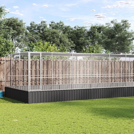 Steel Aviary with Extension, Large Bird Cage with Lockable Door, Aviary Spacious and Versatile Cage Ideal for Parakeets, Parrots, Lovebirds, Cockatiels, Pigeons, 366.9"x120.9"x83.5",-288
