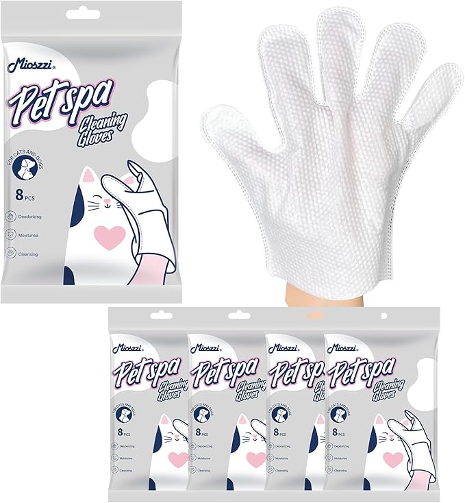 MIOSSZI Pet Grooming Kit 4in1: 40 Glove Wipes, 50 Ear Wipes, 160 Body & Paw Wipes, 130 Eye Wipes for Dogs & Cats - Hypoallergenic with Coconut Oil & Aloe Vera, Rinse-Free Care
