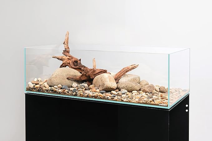 LANEDN 60S 7.9 Gal Shallow Aquarium Tank, Shallow Fish Tank, Rimless Low Iron Tank W23.6×D11.8×H7.1 in(60x30x18cm); 5mm Thickness Aquascape Fish Tank, Black Leveling Mat Included