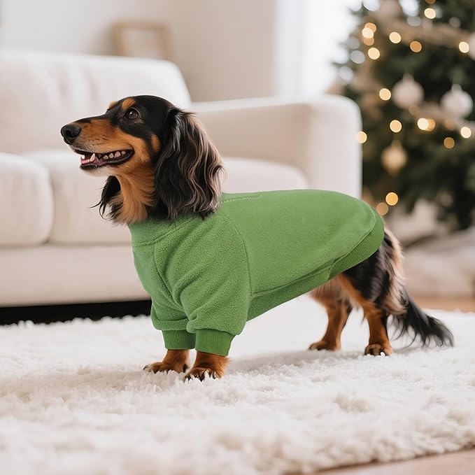 BRKURLEG Dog Sweater Warm Soft Fleece Dogs Sweaters, Turtleneck Sweatshirt for Small Medium Large Dogs, Dog Winter Coat, Christmas Pet Jacket with Zipper Cold Weather Coat (Green, XS)
